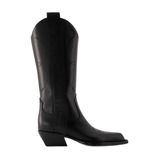 Off For Walking Boots Off White Leather Black - Image 1
