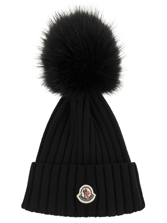 Moncler 合成pompomを備えたモンクレールウールキャップ - Image 1