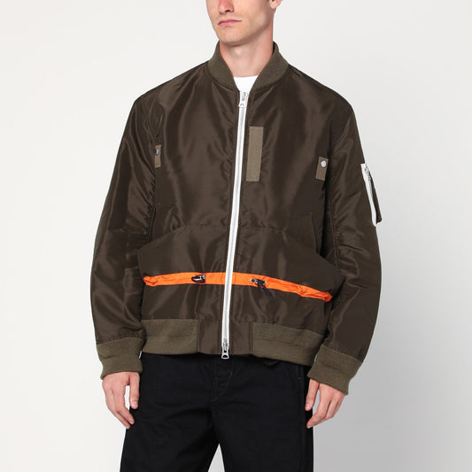 Sacai Sacai Khaki Green Nylon Twill Jacket - Image 1