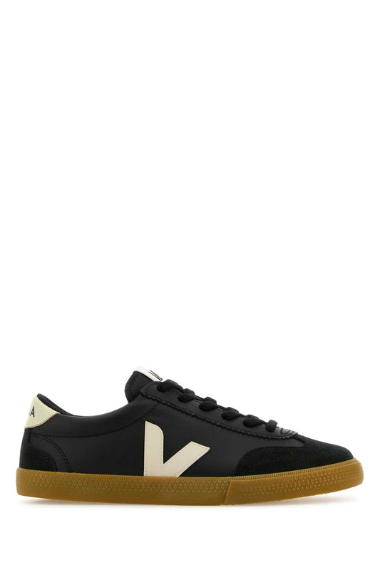 Veja Veja Black Leather Volley O.T.スニーカー - Image 1