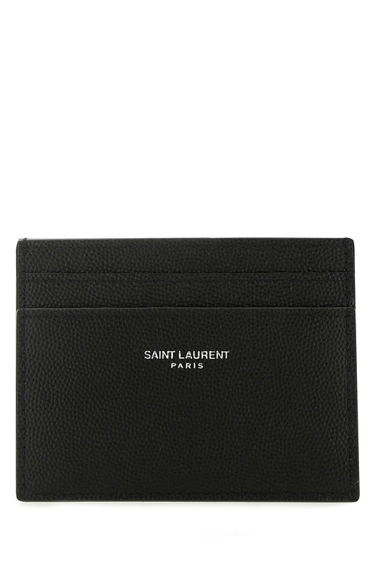 Saint サンローラン ブラック レザー カード ホルダー - Image 1