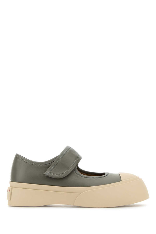 Marni Marni Grey Leather Mary Jane Sneakers - Image 1