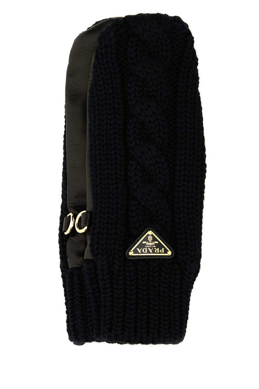 Prada プラダブラックストレッチウールブレンドグローブ - Image 1