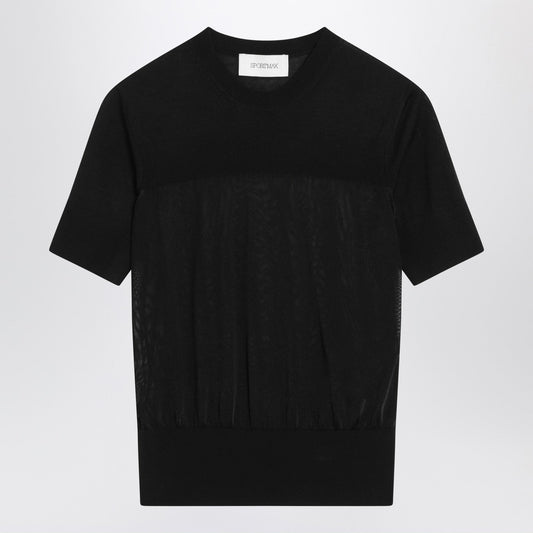 Sportmax ビスコースとウールのSportMaxブラックTシャツ - Image 1