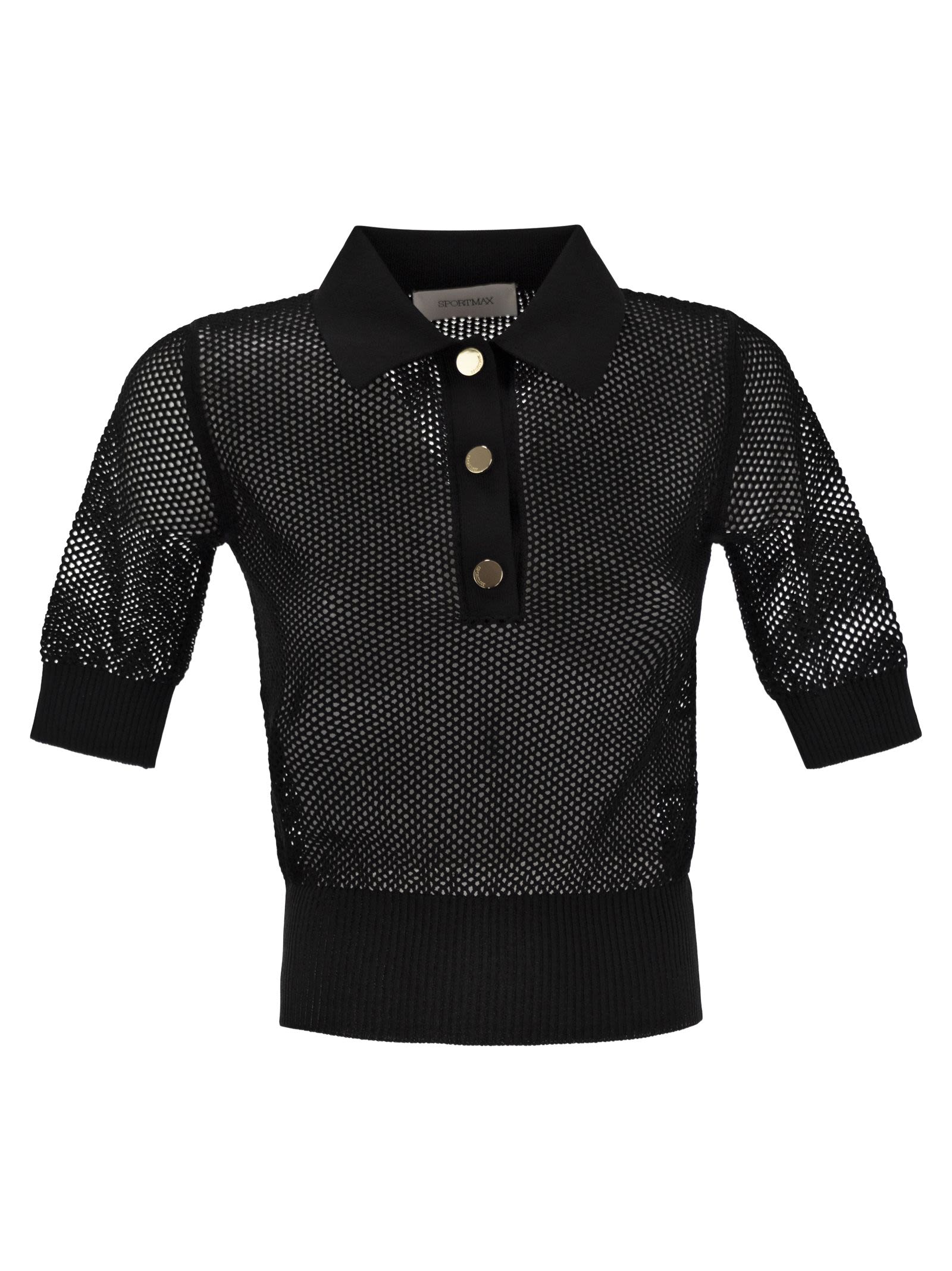 Sportmax SportMax Casta Mesh Knit Polo Shirt - Image 1