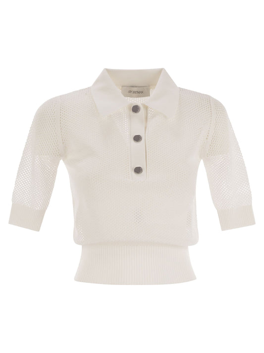 Sportmax SportMax Casta Mesh Knit Polo Shirt - Image 1