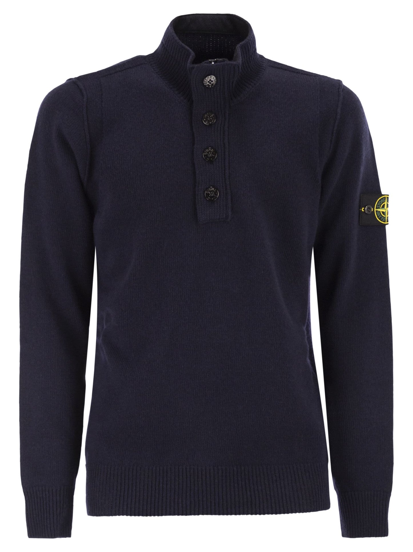 Stone Stone Island Jumper With Short Zip And Felt Details - Image 1