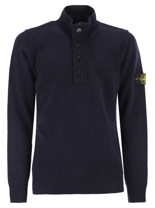 Stone Stone Island Jumper With Short Zip And Felt Details - Image 1