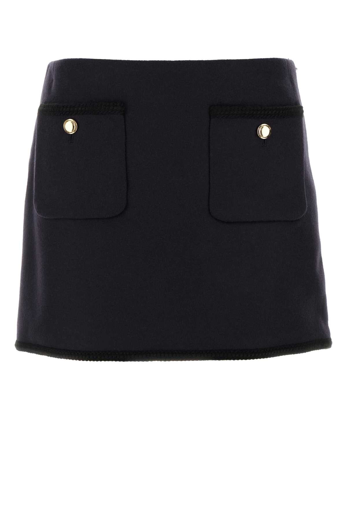 Miu Miu Miu Midnight Blue Wool Mini Skirt - Image 1