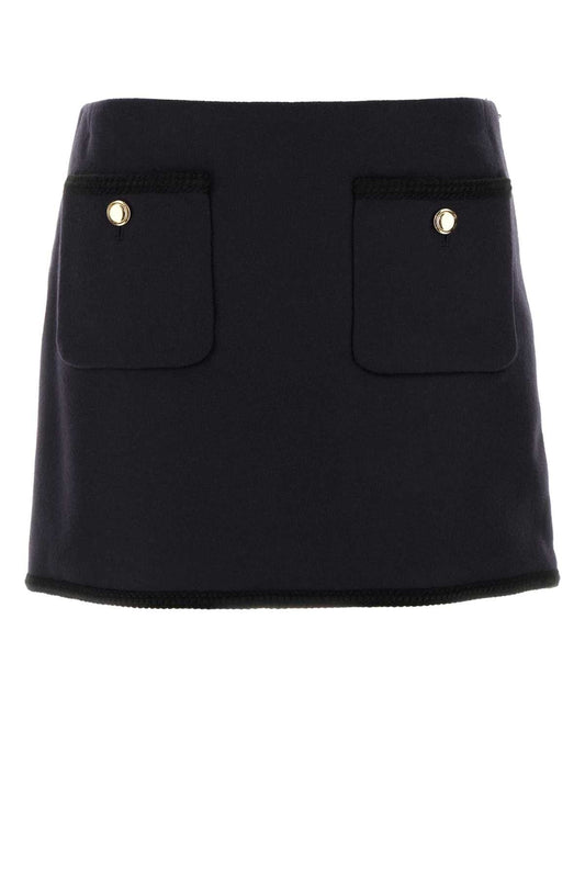 Miu Miu Miu Midnight Blue Wool Mini Skirt - Image 1