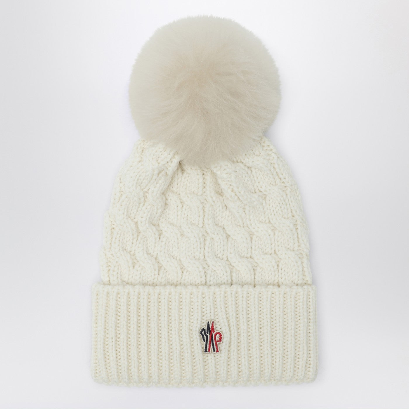 Moncler ポンポン付きモンクレールグレノーブルホワイトウールの帽子 - Image 1