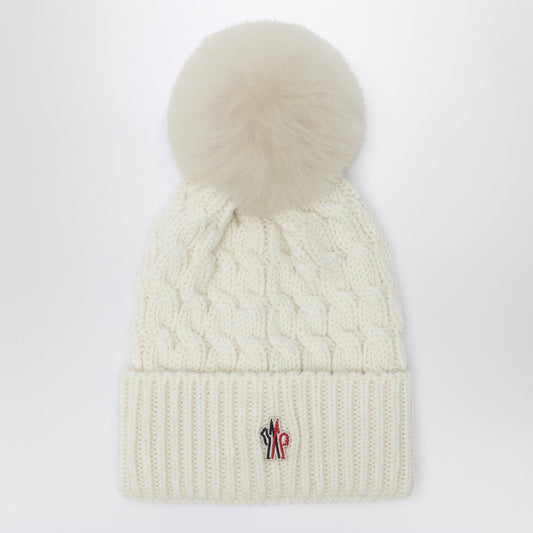 Moncler ポンポン付きモンクレールグレノーブルホワイトウールの帽子 - Image 1