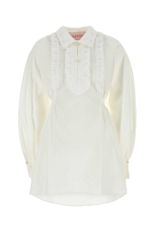 Valentino バレンティーノガラヴァニホワイトコットンブレンドシャツドレス - Image 1
