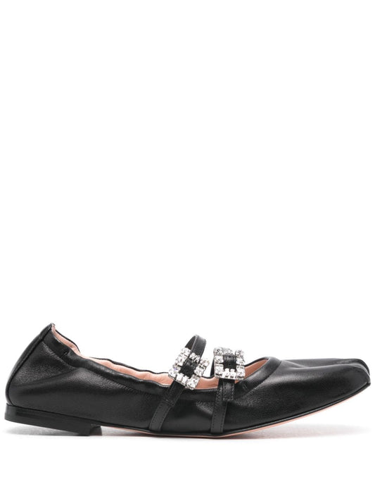 Roger Roger Vivier Mini Strap Strass Leather Ballet Flats - Image 1