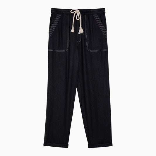 Marant イザベル・マラン・エトレ・ブラック・シルクのズボンを描いたズボン - Image 1