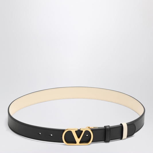 Valentino バレンティーノガラヴァニリバーシブルvロゴブラック/バターホワイトのシグネチャーベルト - Image 1