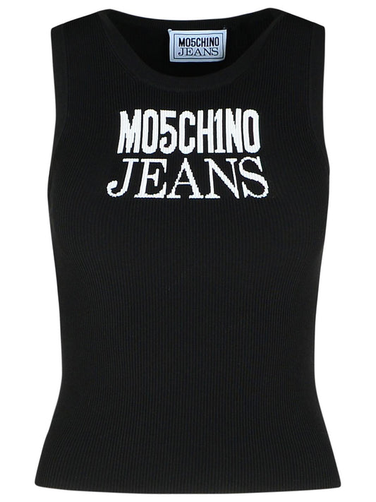 Moschino モスキーノジーンズブラックビスコースブレンドタンクトップ - Image 1