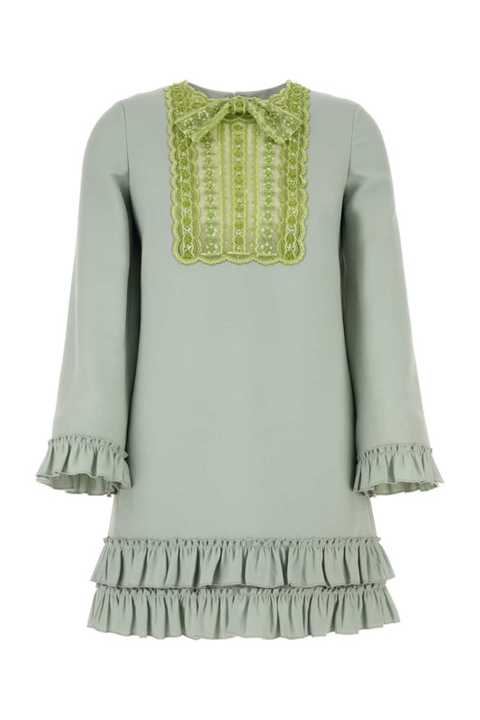 Valentino バレンティーノガラヴァニミントグリーンウールブレンドミニドレス - Image 1