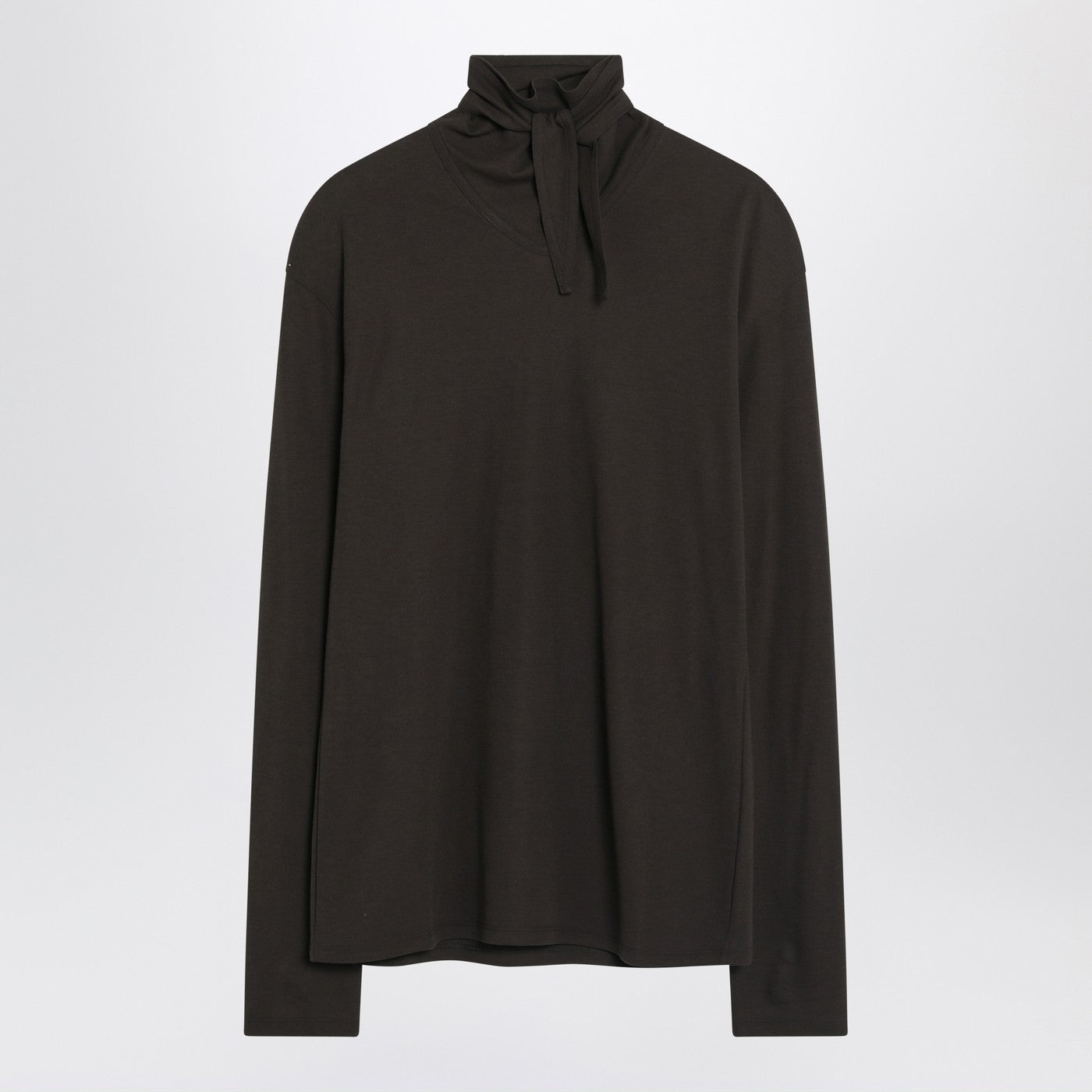 Lemaire 統合されたスカーフを備えたLemaire Brown Turtleneck - Image 1