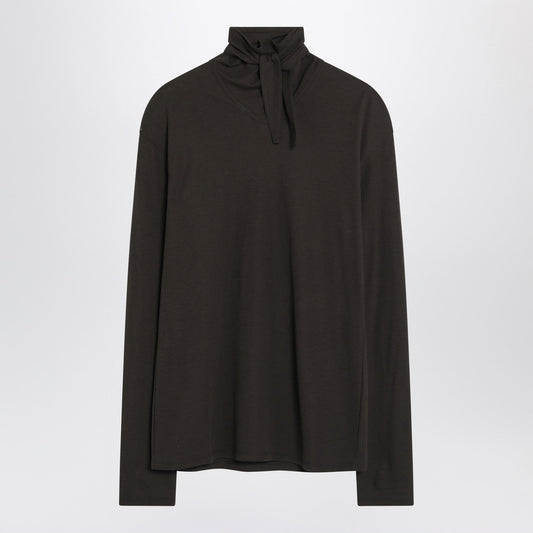 Lemaire 統合されたスカーフを備えたLemaire Brown Turtleneck - Image 1