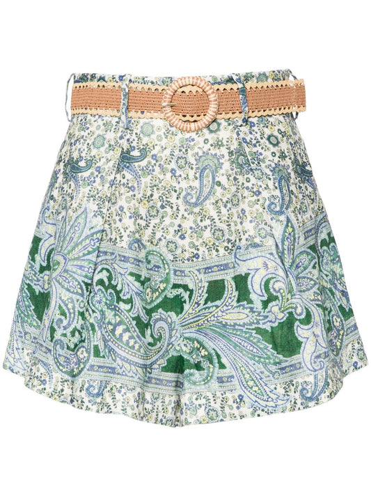 Zimmermann Zimmermann Paisleyプリントリネンショーツ - Image 1