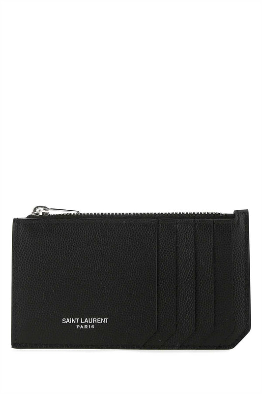 Saint サンローラン ブラック レザー カード ホルダー - Image 1