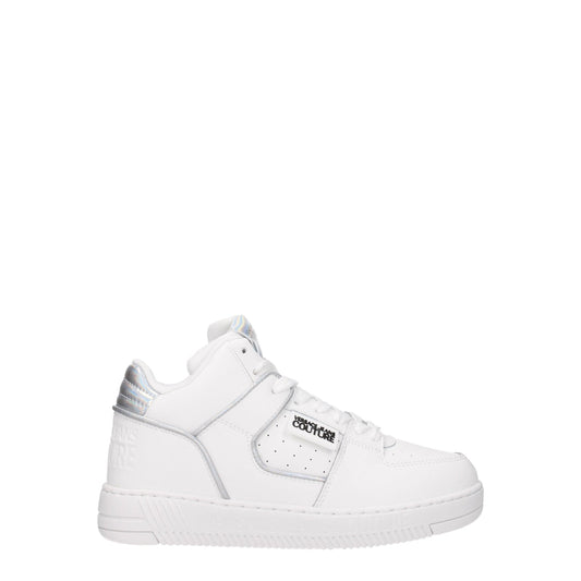 Versace ヴェルサーチジーンズスニーカークチュールレザーホワイト/シルバー - Image 1