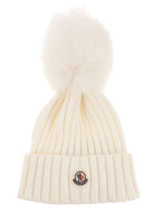 Moncler 合成pompomを備えたモンクレールウールキャップ - Image 1