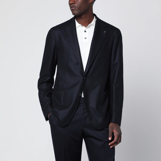 Tagliatore Tagliatore ネイビー ブルー シングルブレスト ウール & カシミア ジャケット - Image 1