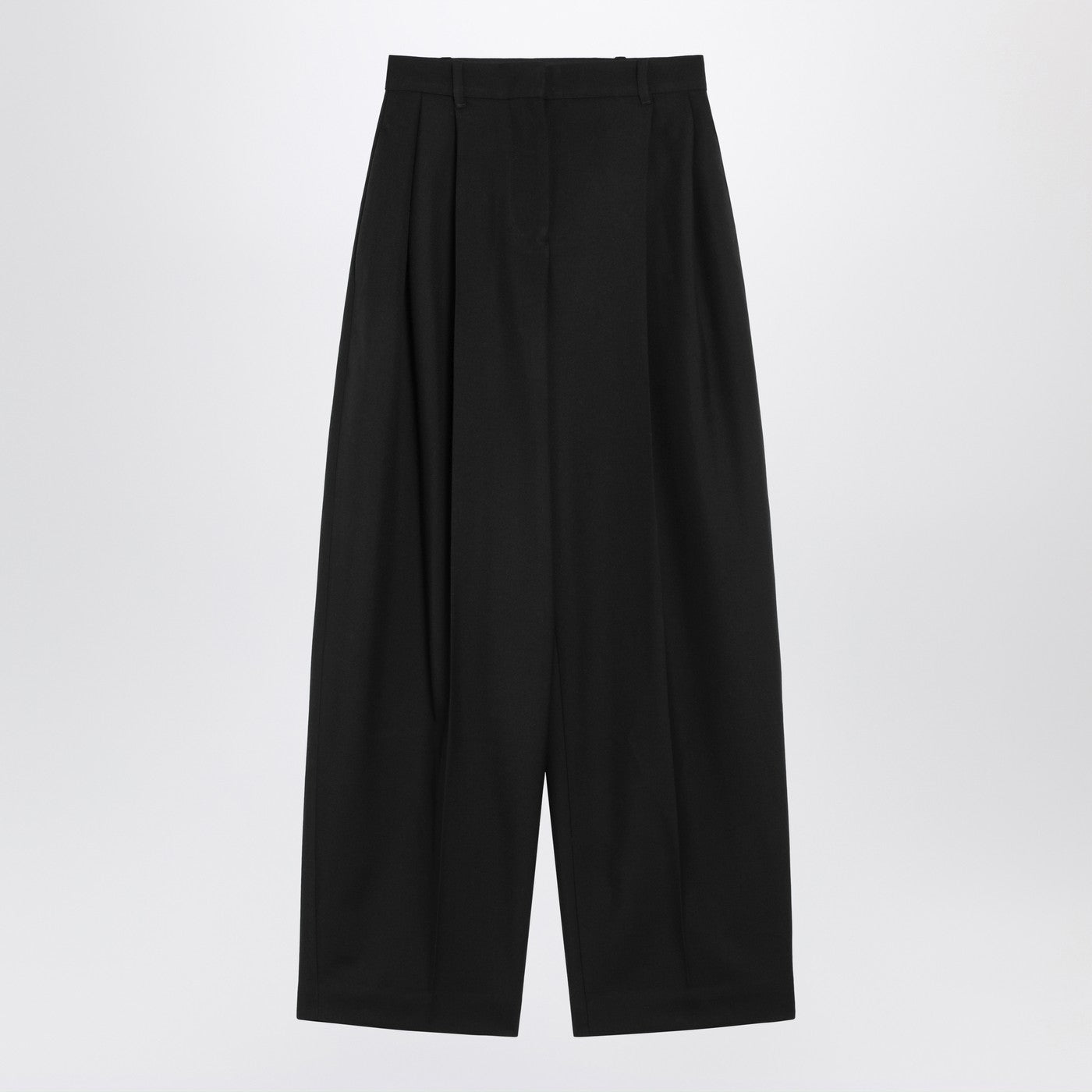 Jacquemus Jacquemus Black Wide Pleated Trousers - Image 1