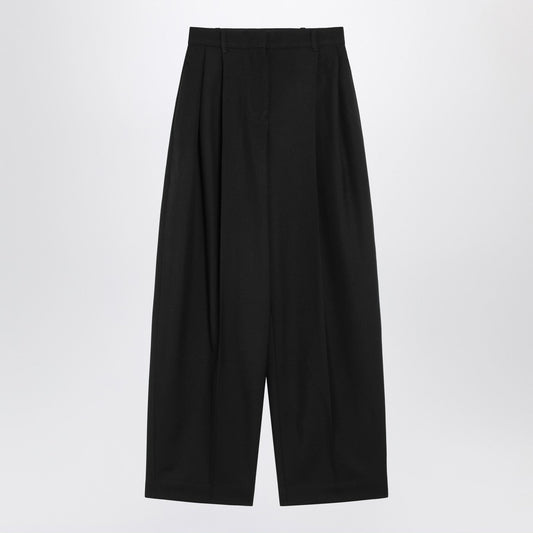 Jacquemus Jacquemus Black Wide Pleated Trousers - Image 1