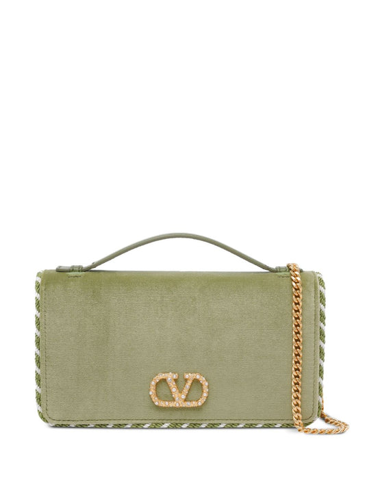 Valentino ヴァレンティノ ガラヴァーニ V ロゴ シグネチャー ベルベット ウォレット チェーン - Image 1