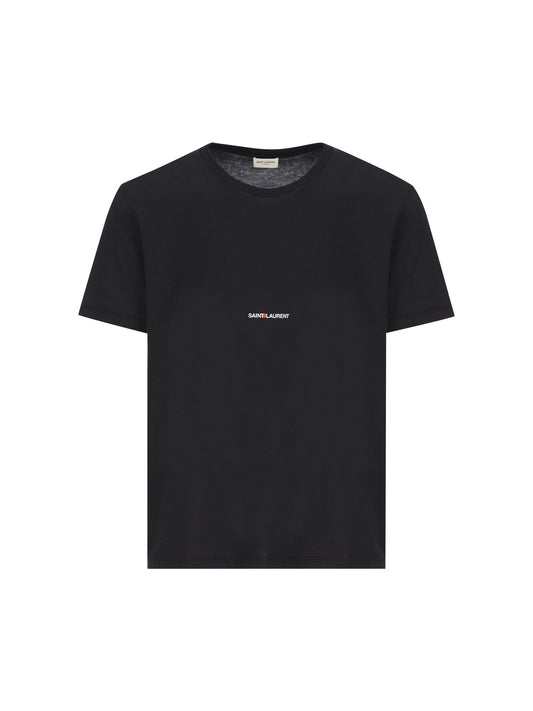 Saint サンローラン メンズs オーガニックコットン ブラック T シャツ - Image 1