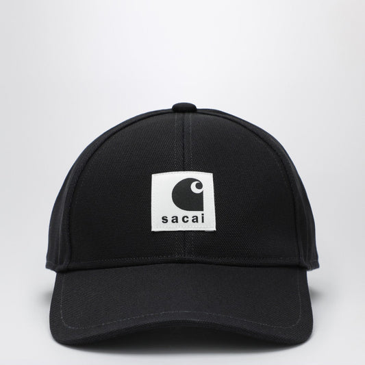 Sacai Sacai X Carhartt ワイプ ブラック ベースボール キャップ ロゴ パッチ付き - Image 1