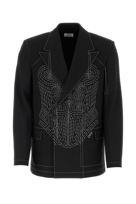 Off Off White Black Stretch Polyester Blend Blazer - Image 1