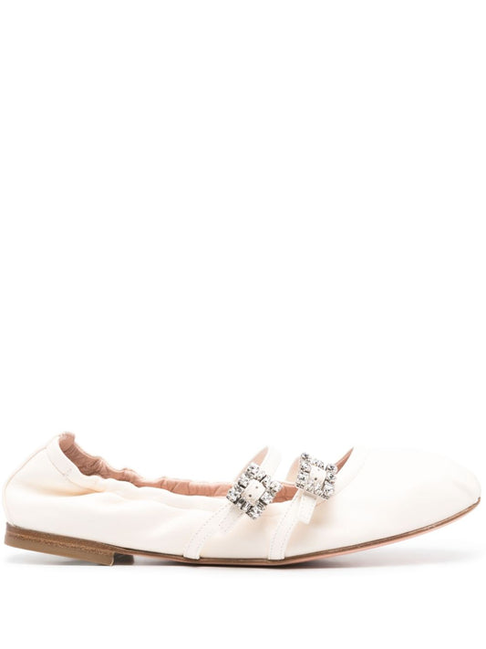 Roger Roger Vivier Mini Strap Strass Leather Ballet Flats - Image 1