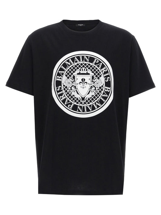 Balmain バルメインベルベットロゴTシャツ - Image 1