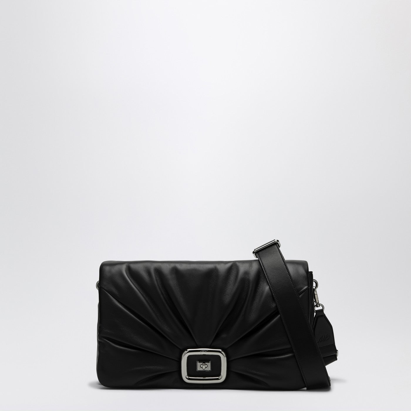 Roger Roger Vivier Viv 'Choc Large Black Leather Bag - Image 1