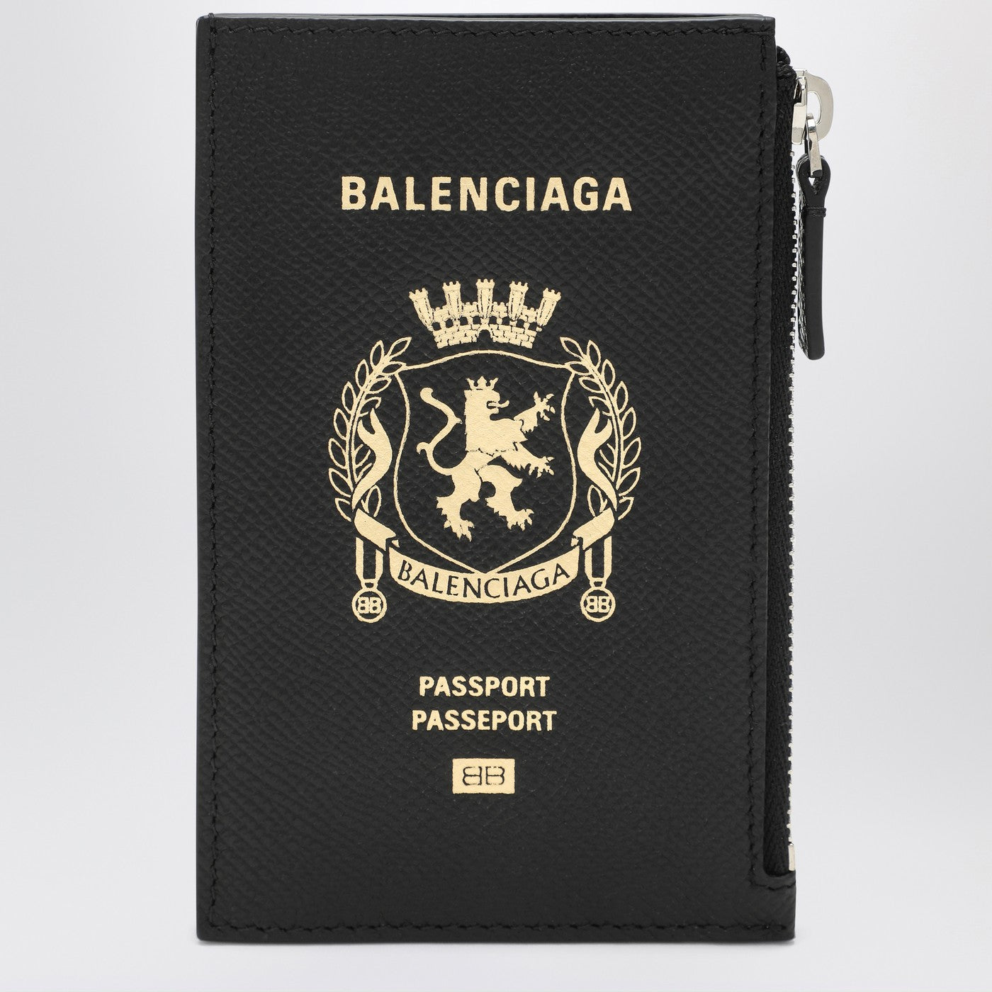Balenciaga バレンシアガブラックレザーパスポートホルダーとウォレット - Image 1