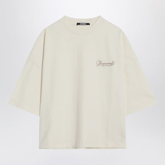 Jacquemus Jacquemus Light Beige Boxy T Shirt With Logo - Image 1