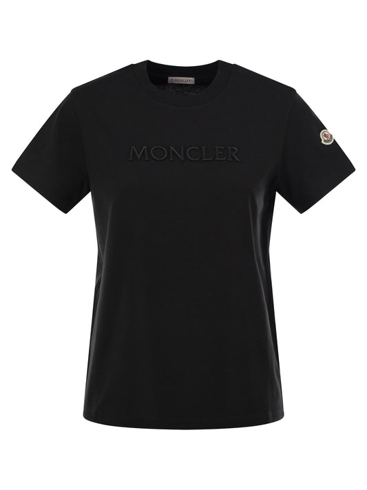 Moncler トーンにトーンに刺繍されたロゴのトーン付きモンクレールコットンTシャツ - Image 1