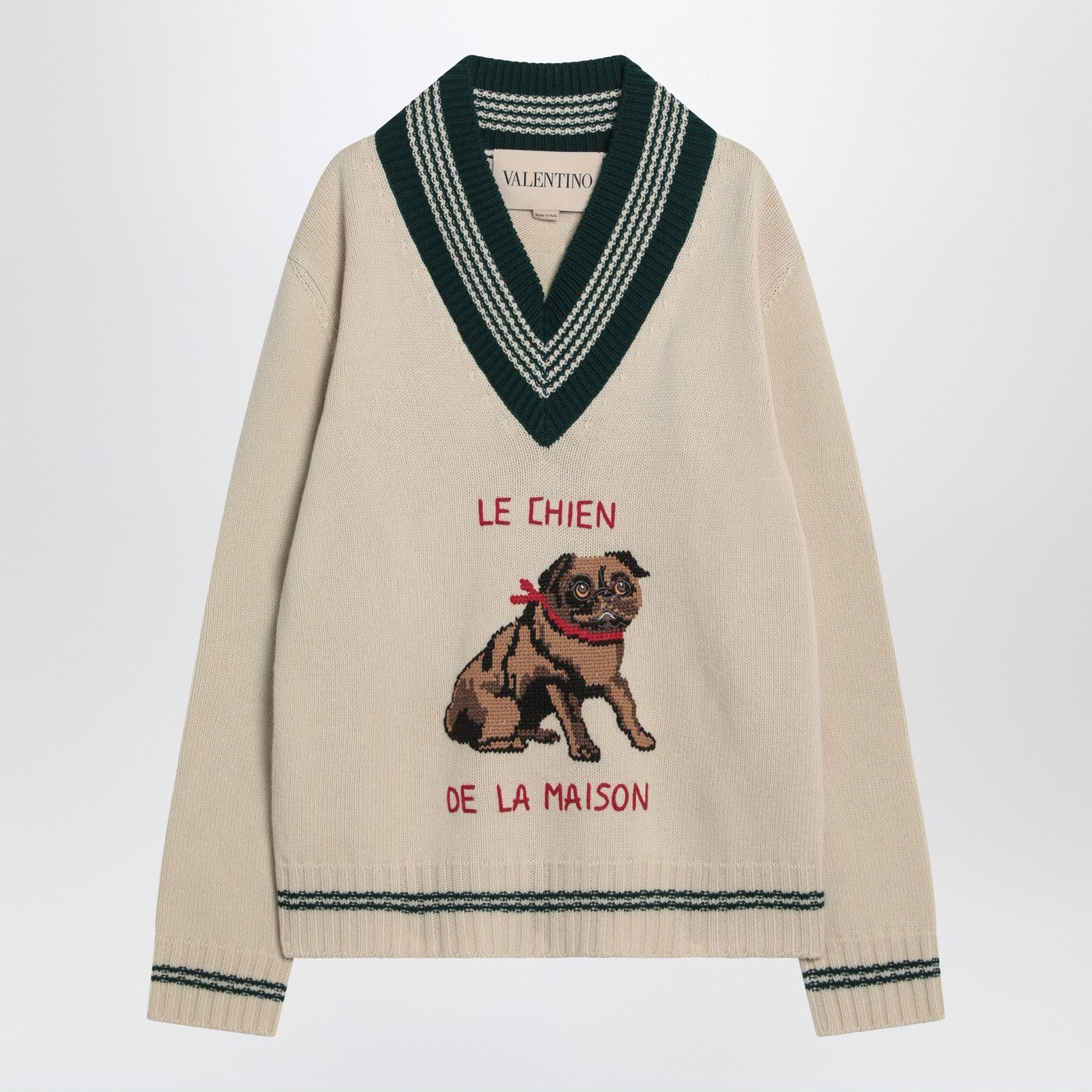 Valentino ルチエン・デ・ラ・メゾンの刺繍入りバレンティーノバター色のセーター - Image 1