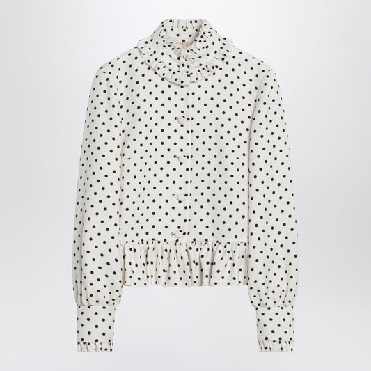 Valentino 黒いポルカのドット付きバレンティーノホワイトシングル胸ジャケット - Image 1