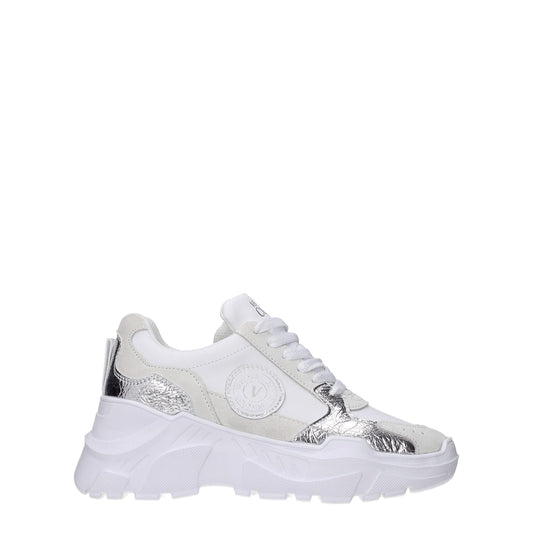 Versace ヴェルサーチジーンズスニーカークチュールレザーホワイト/シルバー - Image 1