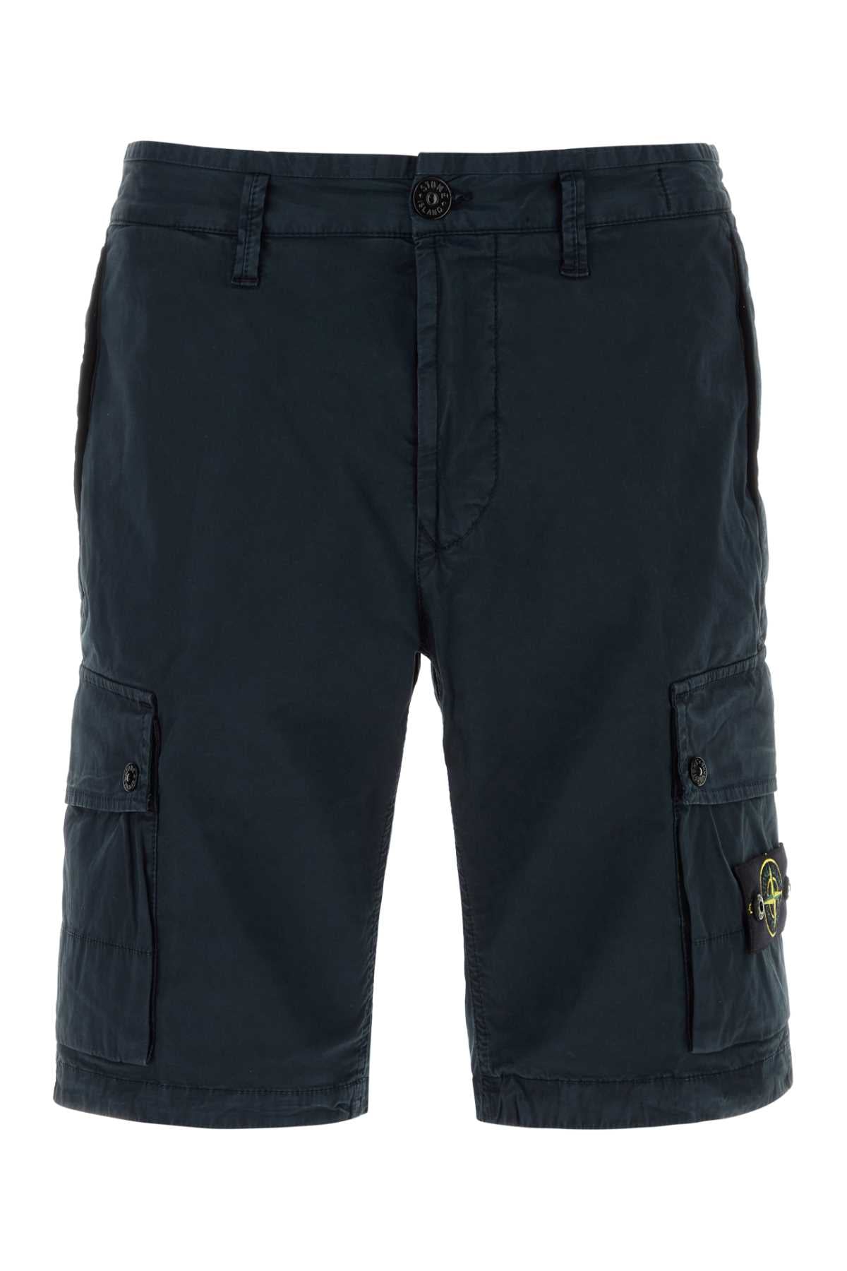 Stone Stone Island ネイビー ブルー ストレッチ コットン バミューダ ショーツ - Image 1
