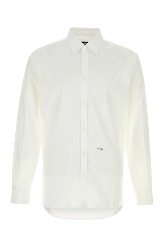 Dsquared2 ディースクエアード ホワイト ストレッチ ポプリン Dan シャツ - Image 1