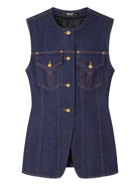 Versace ヴェルサーチのデニムベストボタン付き - Image 1