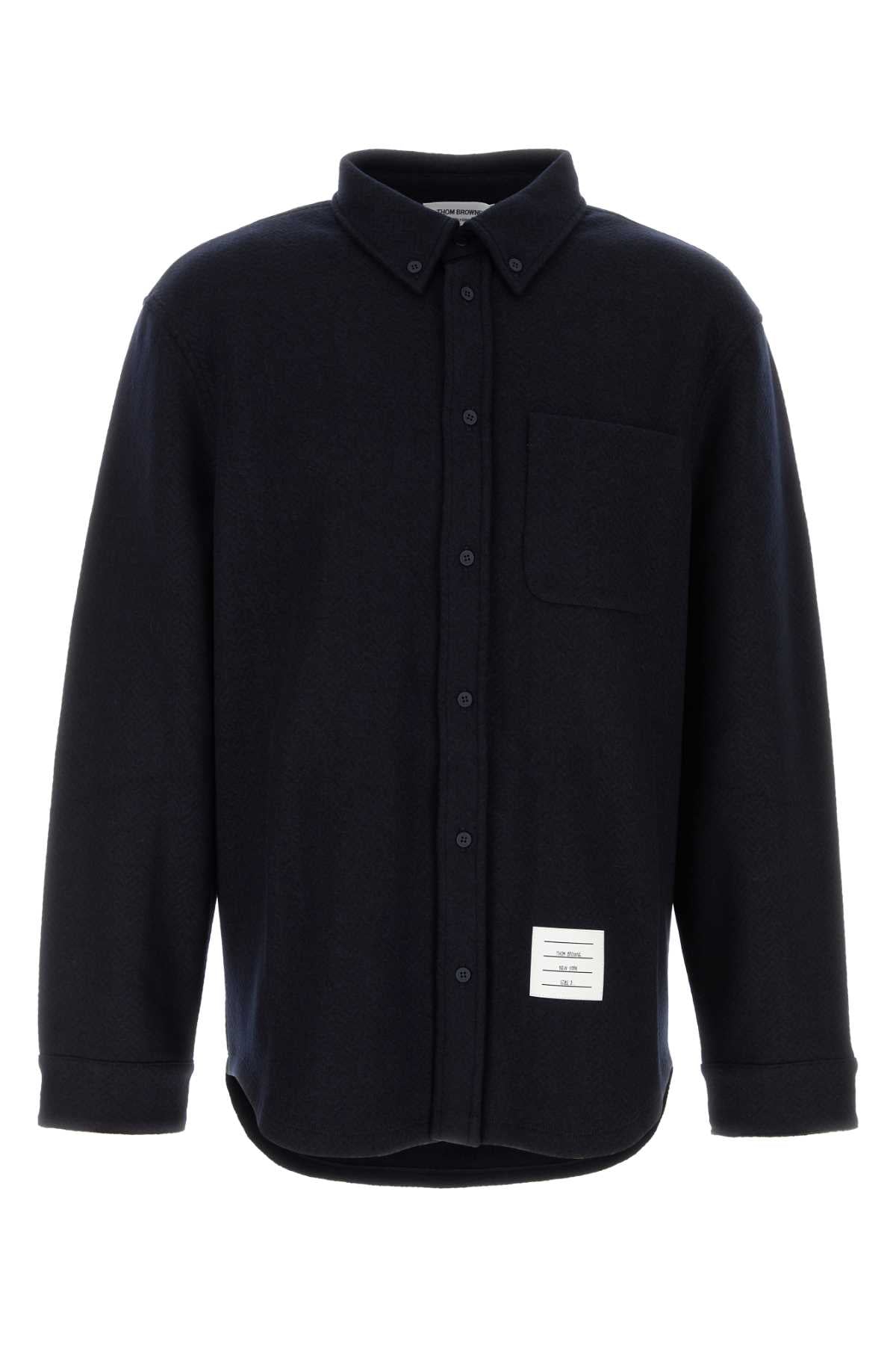 Thom Thom Browne Midnight Blue Cotton Blend Oversize Shirt - Image 1