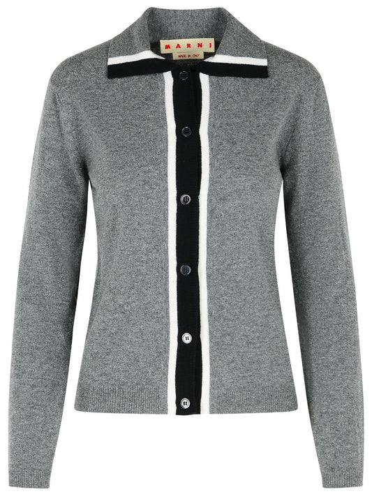Marni Marni Grey Virgin Wool Cardigan - Image 1