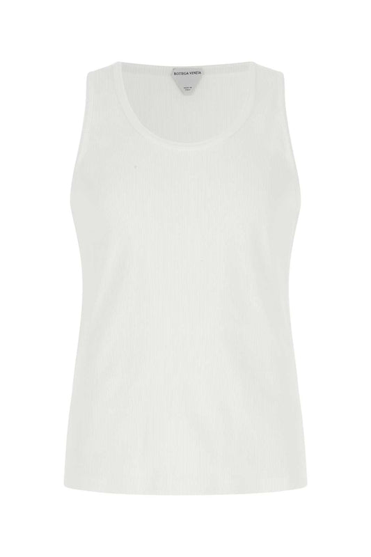 Bottega ボッテガベネタホワイトストレッチコットンタンクトップ - Image 1